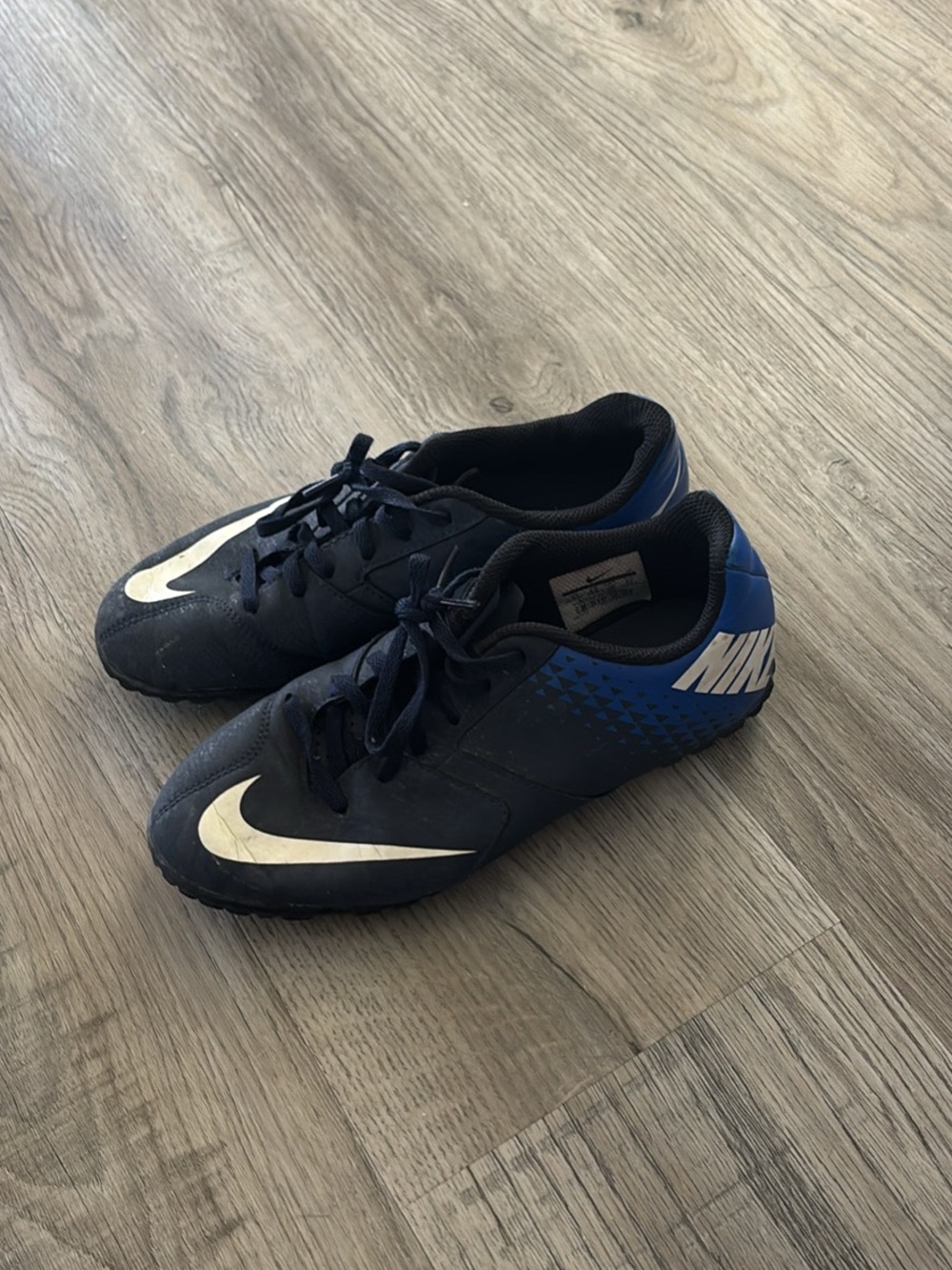 Nike Black Navy Blue White Turf Soccer Shoes